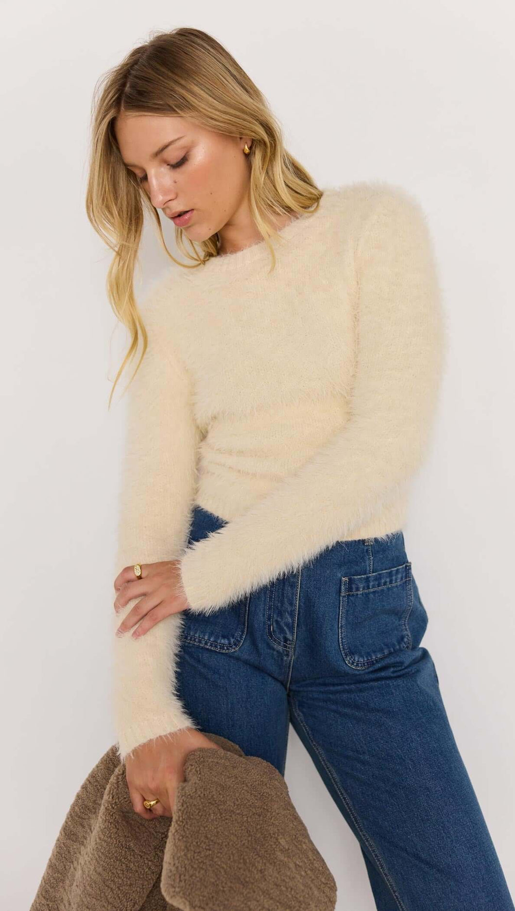 Minkpink Irena Fluffy Sweater / Cream