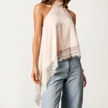Load image into Gallery viewer, Anna Kaci Lace Trim High Neck Blouse
