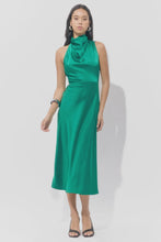 Load image into Gallery viewer, Adelyn Rae Jodie High Neck Satin Dress / Emerald
