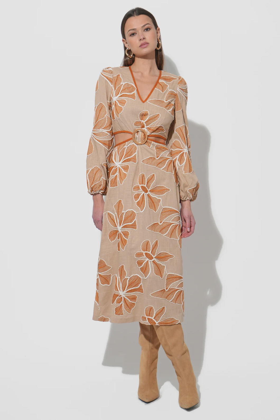 Adelyn Rae Joy Embroidered Maxi W/ Side Cut Out