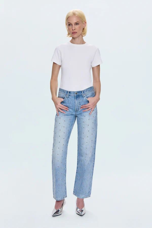 Pistola Lexi Mid Rise Bowed Straight Ankle / Aries Studs