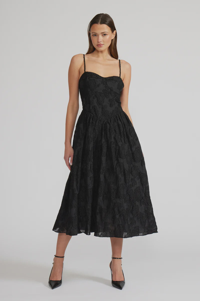 Lucy Paris Ingrid Midi Dress / Black