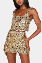 Load image into Gallery viewer, Mumu Mixer Mini Skirt / Gold Metallic Sequins
