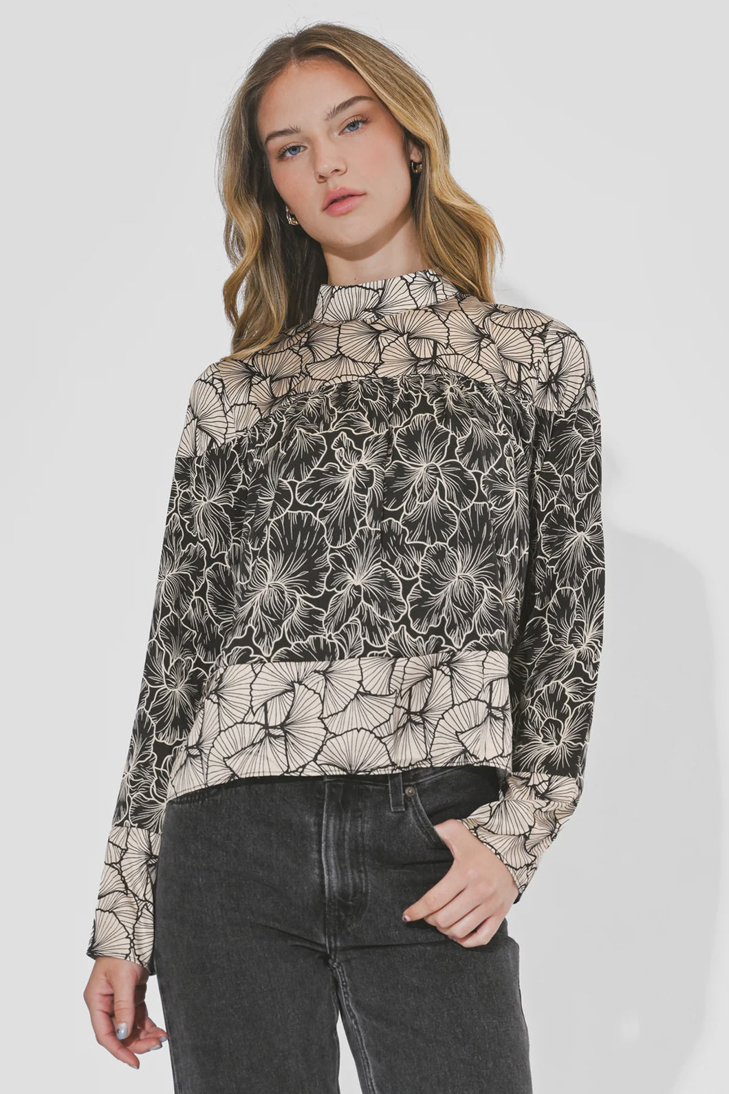 Adelyn Rae Meghan Twin Print Turtle Neck Top