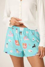 Load image into Gallery viewer, P.J. Salvage Short Flannels / Turquoise Pups
