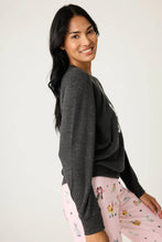 Load image into Gallery viewer, P.J. Salvage Feline Spooky Graphic Fleece Sweatshirt / H Slate
