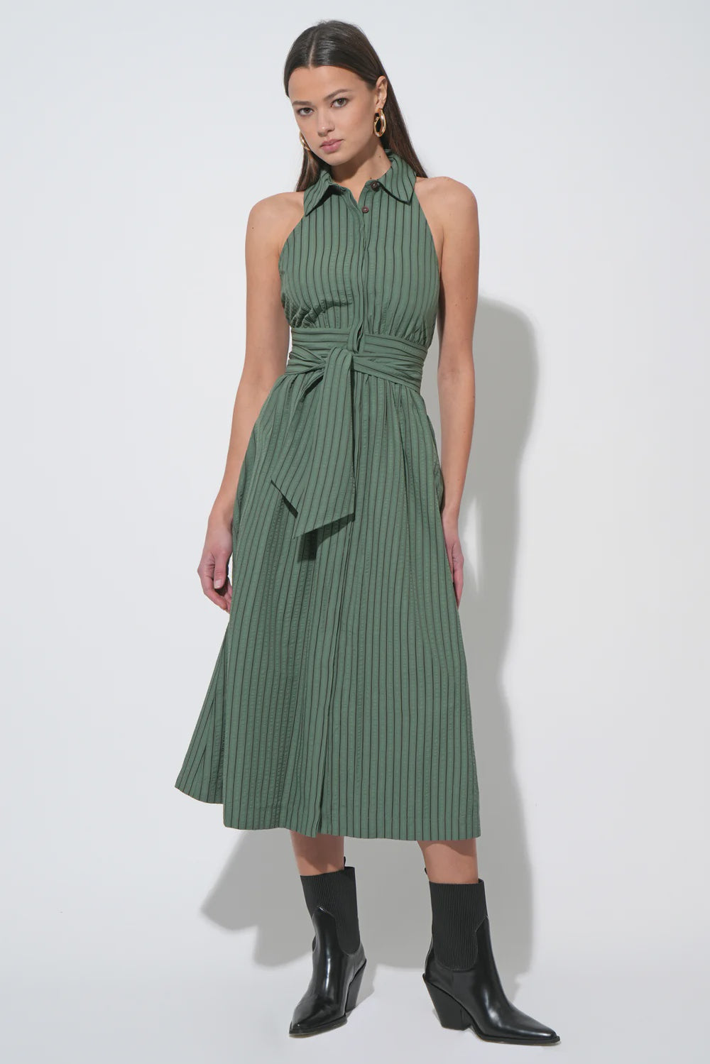 Adelyn Rae Rosa Flutter Halter Collared Dress