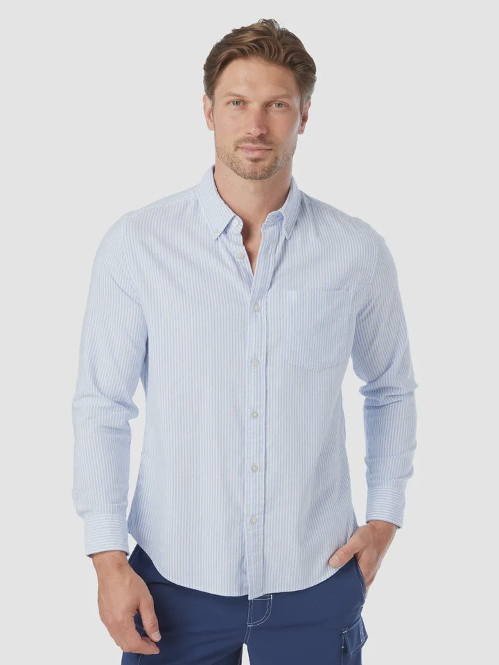 Fair Harbor Salty Oxford LS / Light Blue Stripe