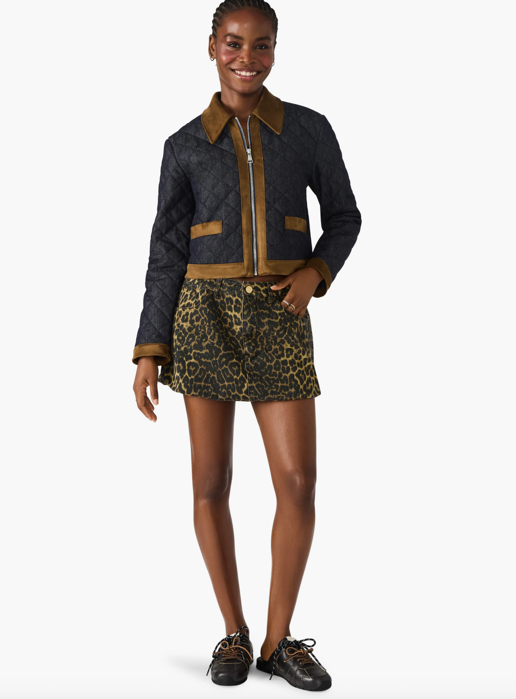 Steve Madden Agatha Quilted Denim Jacket / Dark Indigo