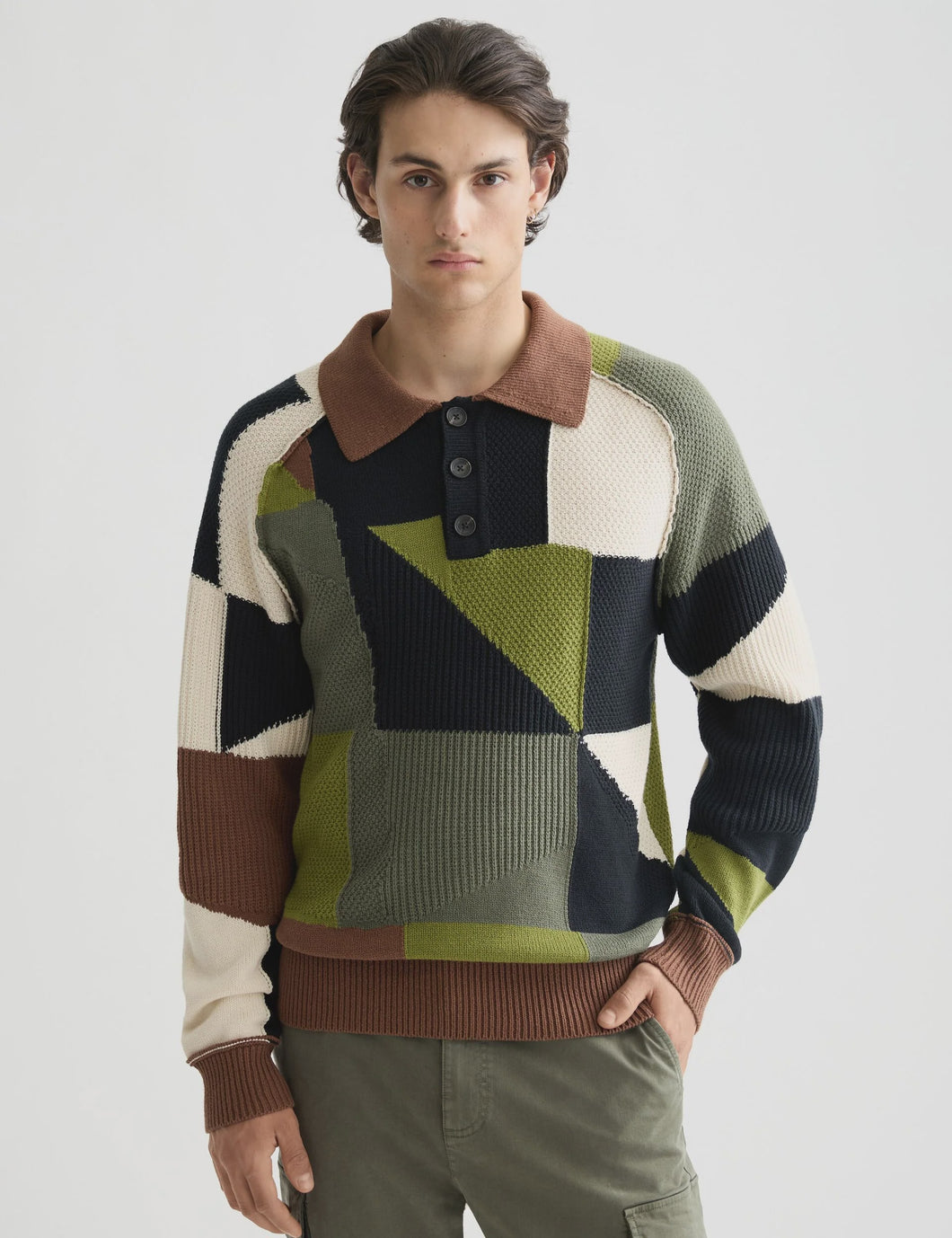 Scotch & Soda Patch Work LS Polo / Zigzag Micro Multi AOP