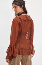 Load image into Gallery viewer, Free People Bali Tulula Chiffon Blouse / Brown
