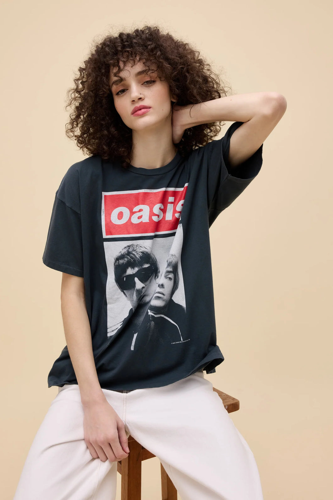 Daydreamer Oasis Liam And Noel Merch Tee / Vintage Black