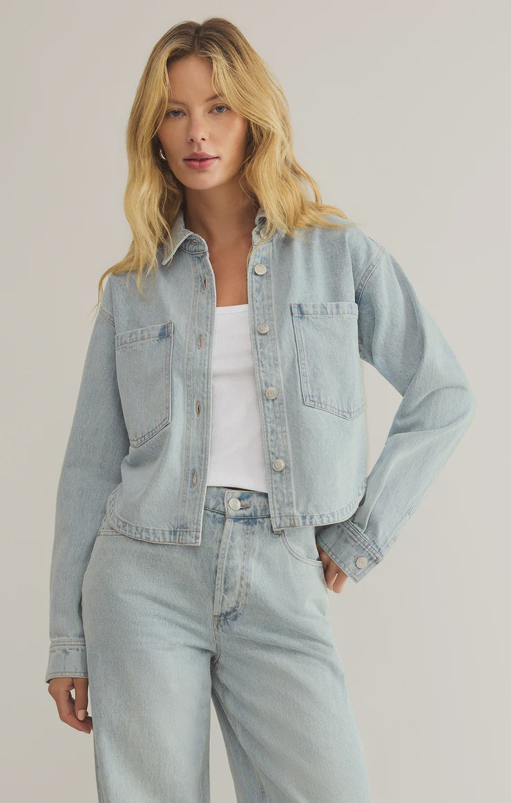 Z Supply All Day Cropped Denim Jacket / Faded Indigo