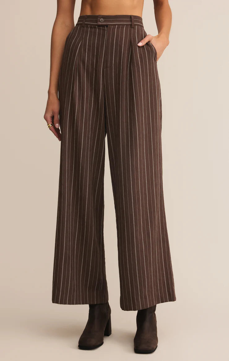 Z Supply Alma Pinstripe Wide Leg / Chocolate Cherry