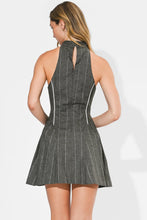Load image into Gallery viewer, Adelyn Rae Racie Contrast Pipped Stripe Halter Mini Dress

