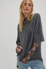 Load image into Gallery viewer, Free People Margot Sweater Tee / Charcoal Heather
