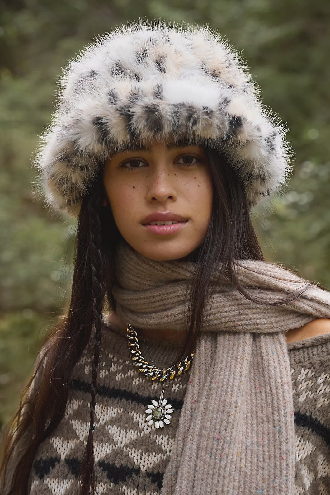 Free People Ice Queen Bucket Hat / Leopard
