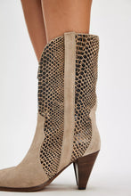 Load image into Gallery viewer, Free People Feather Heel Boot / Beige Suede Snake
