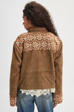 Load image into Gallery viewer, Free People Bali Fading Moon Suede Jacket / Olive Brown

