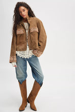 Load image into Gallery viewer, Free People Bali Fading Moon Suede Jacket / Olive Brown
