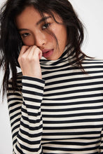 Load image into Gallery viewer, Free People Good Good Turtleneck / Black Striped
