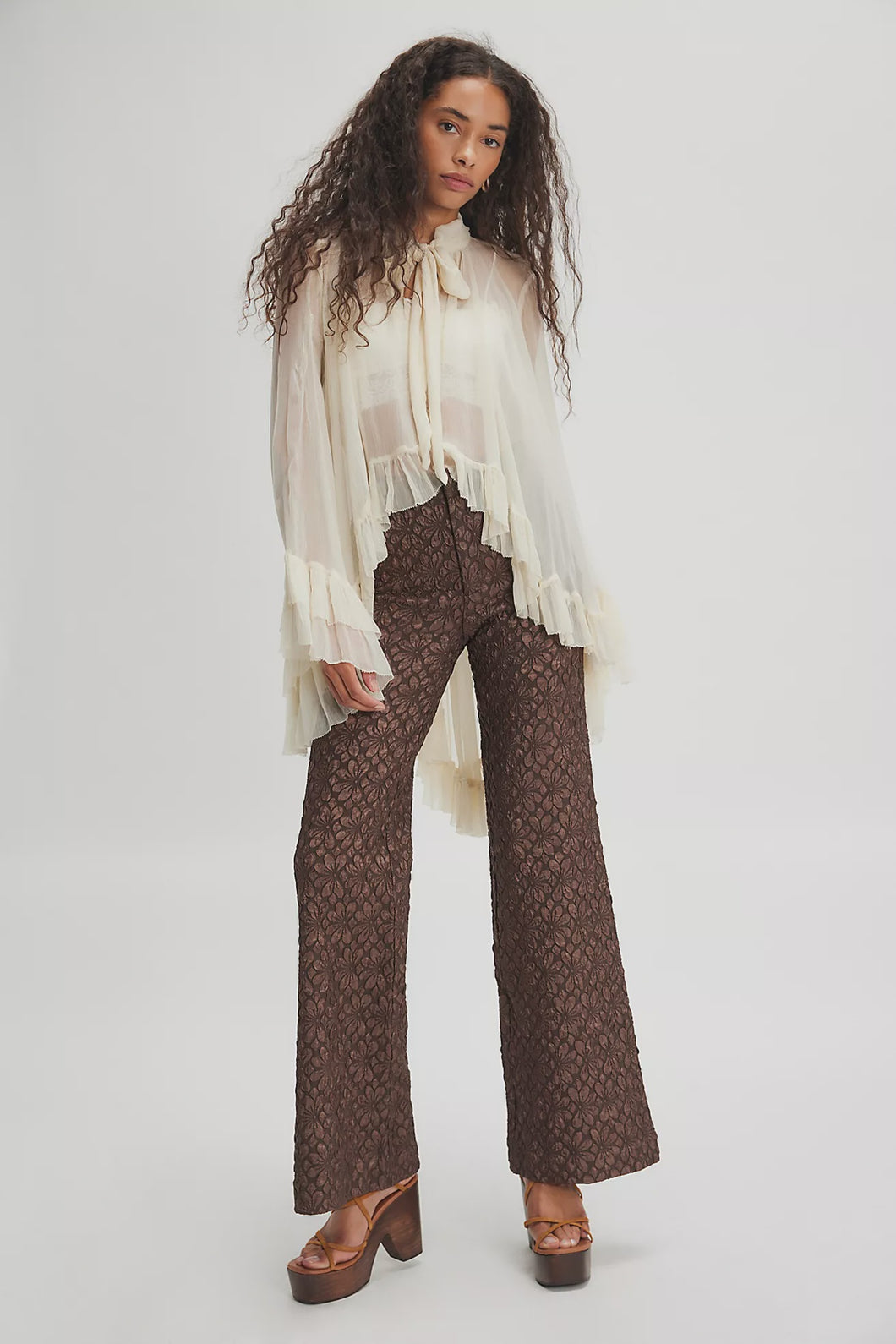 Free People Runway Floral Flare / French Chocolate