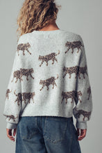 Load image into Gallery viewer, Playful Leopard Knit Crewneck Sweater / Mocha
