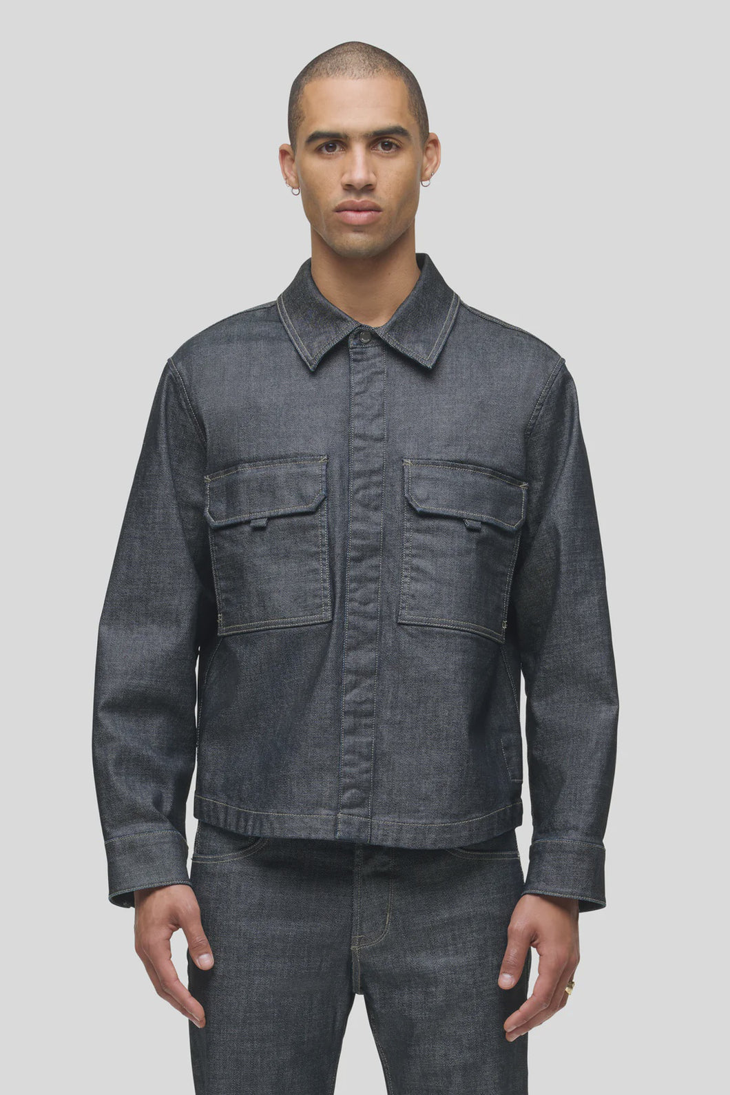 Hudson Long Sleeve Overshirt / Coated Gunmetal