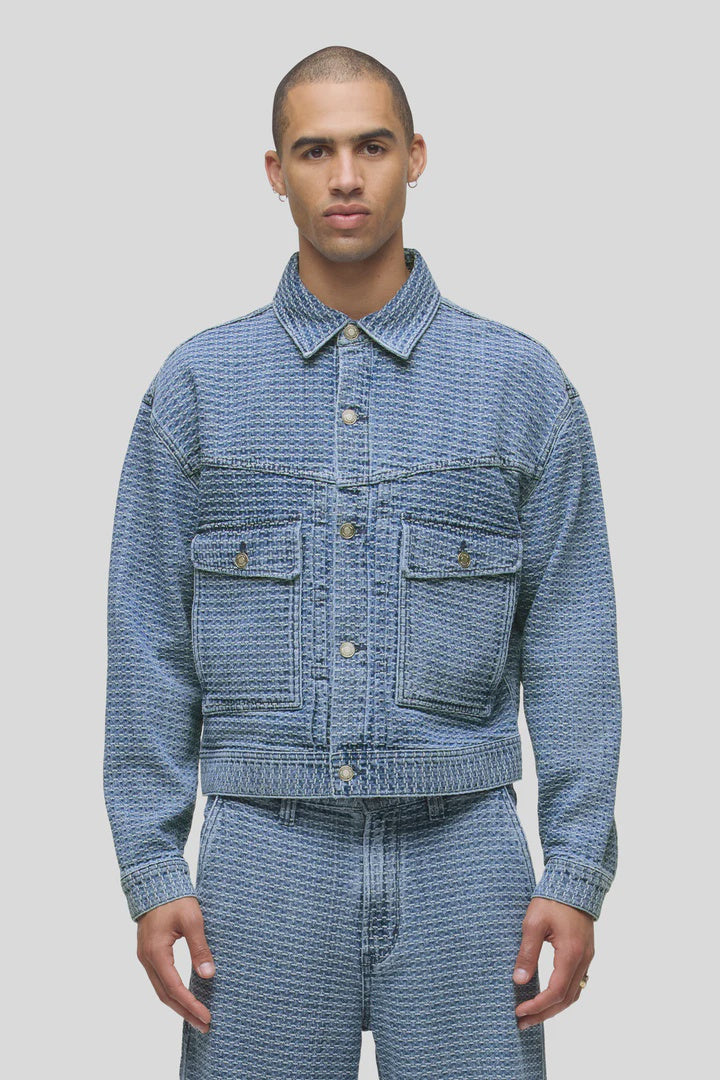 Hudson Trucker Jacket / Jacquard Indigo