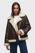 Load image into Gallery viewer, Hudson Faux Leather Sherpa Accent Jacket
