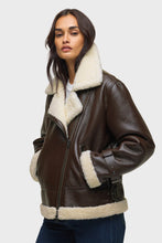 Load image into Gallery viewer, Hudson Faux Leather Sherpa Accent Jacket
