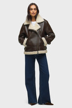 Load image into Gallery viewer, Hudson Faux Leather Sherpa Accent Jacket
