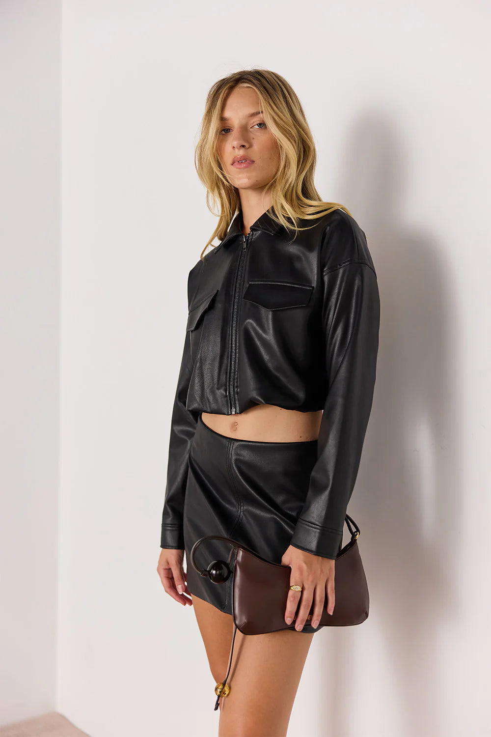 Minkpink Melina Faux Leather Jacket / Black
