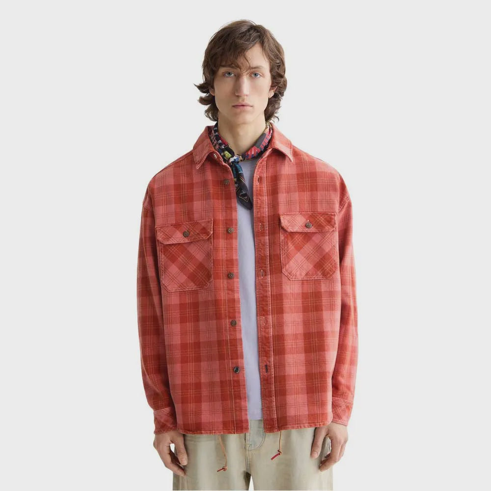 Scotch & Soda Washed Denim Checked Overshirt
