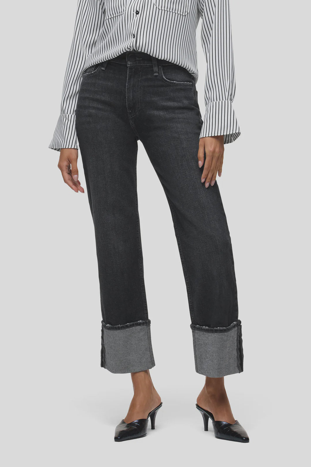 Hudson Remi High-Rise Ankle W/ Wide Cuff / Washed Black