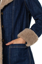 Load image into Gallery viewer, Liverpool Sherpa Tripped Denim Coat / Rinse Wash
